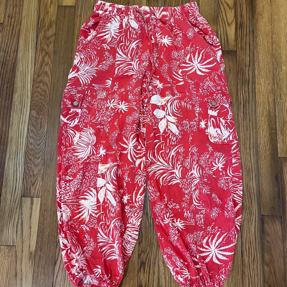 Christian Siriano Coral and Cream Patterned Pants